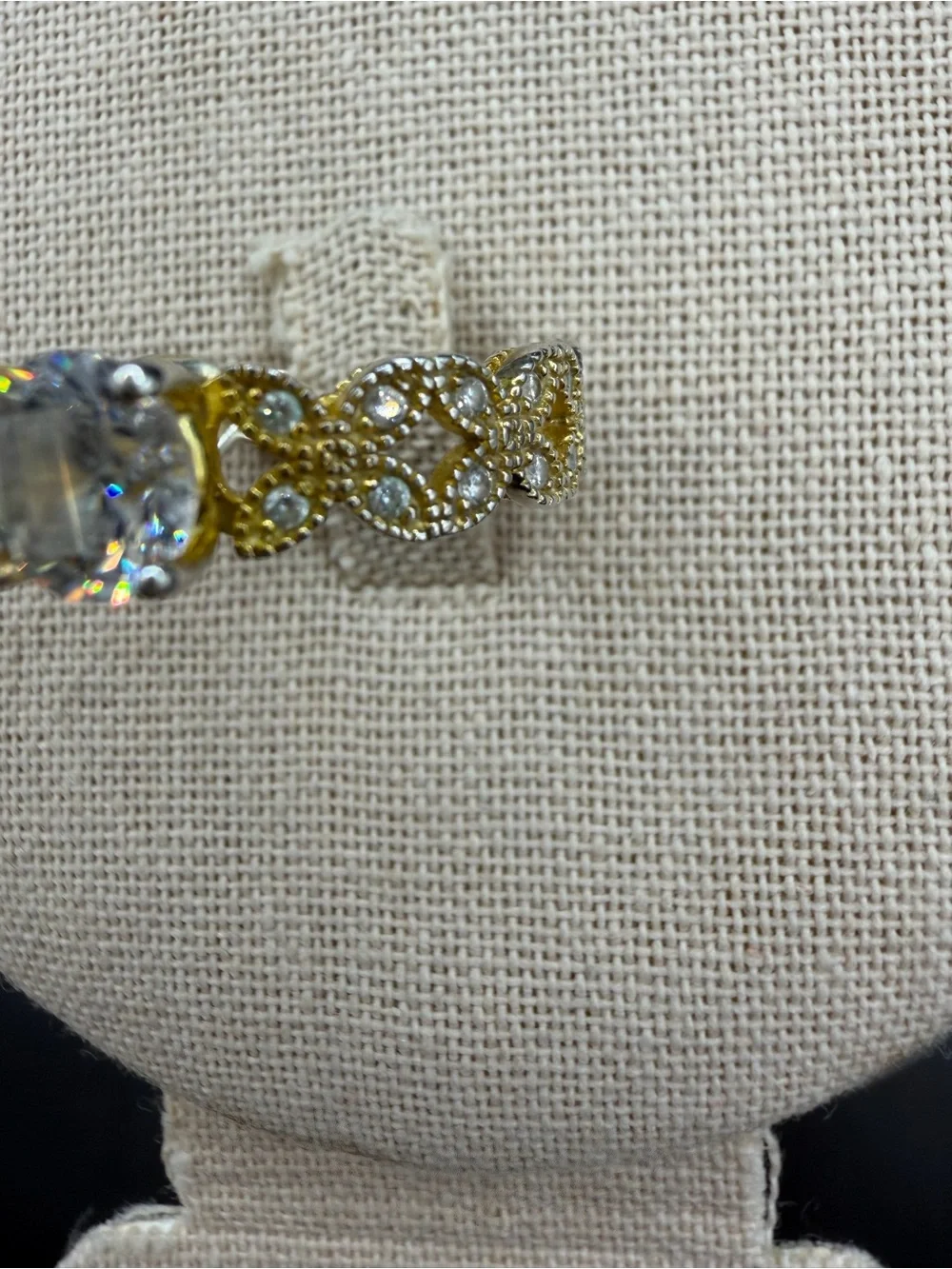 Gold & Silver Toned Cubic Zirconia S925 Ring Size 7